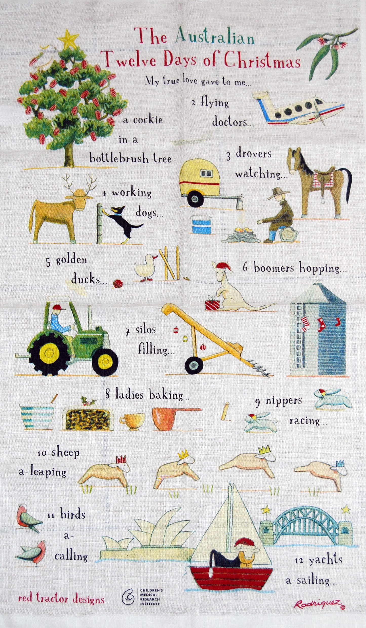 Tea Towel - 12 Days of Christmas